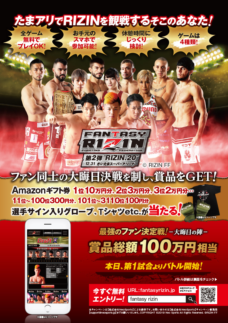 ライジン20で使用されたチラシの表面です。